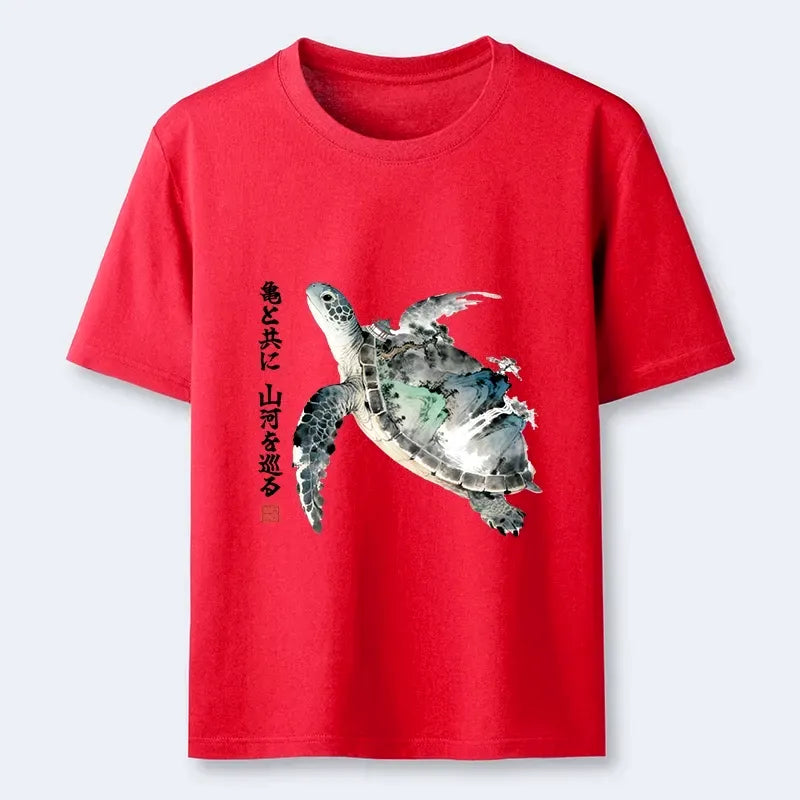 Japanese ink wash sea turtle t-shirt