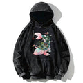 Japanese Koi Washed Hoodie for Streetwear