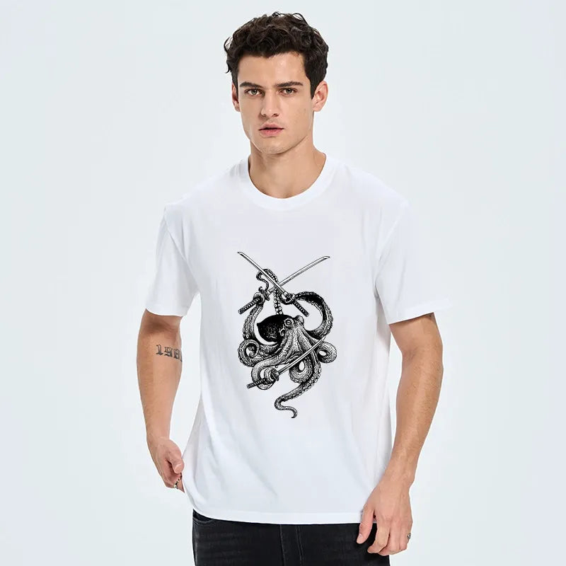 Kyoto-Lion Samurai Octopus Warrior Classic T-Shirt