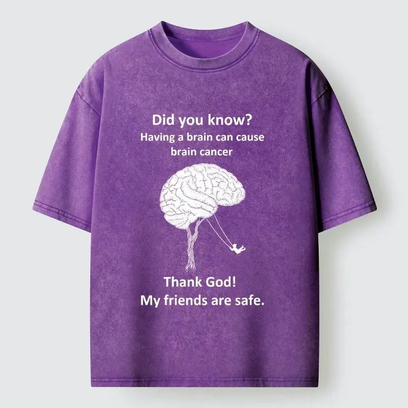 Tokyo?Tiger Dark Meme Brain Joke Washed T?-Shirt