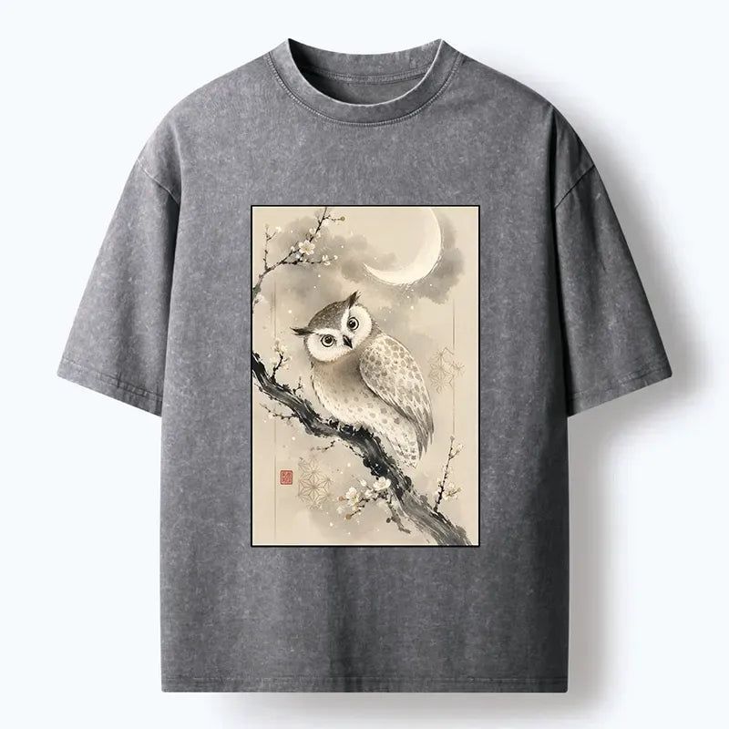 Japanese Art Washed T-Shirt for Daily Wear