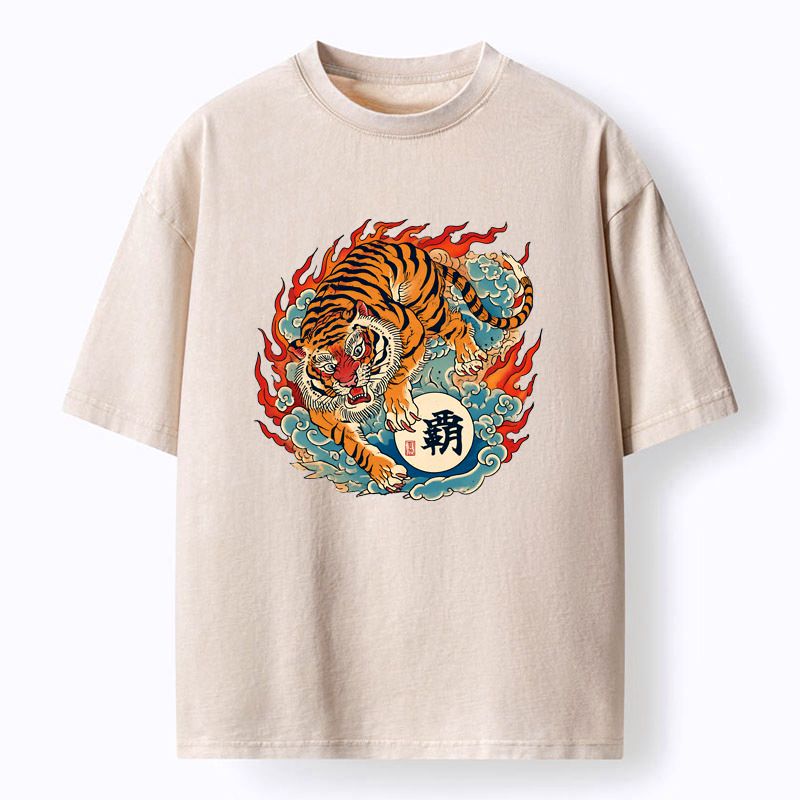 Kyoto-Lion Tiger Of The Burning Sky Washed T-Shirt