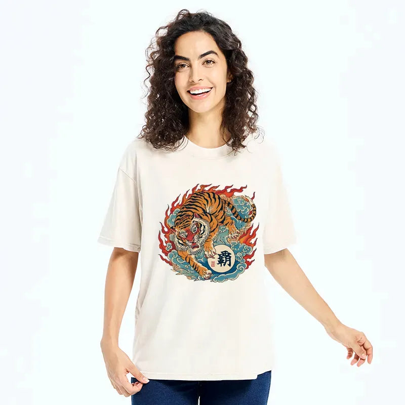 Japanese Tiger Burning Sky Washed Tee