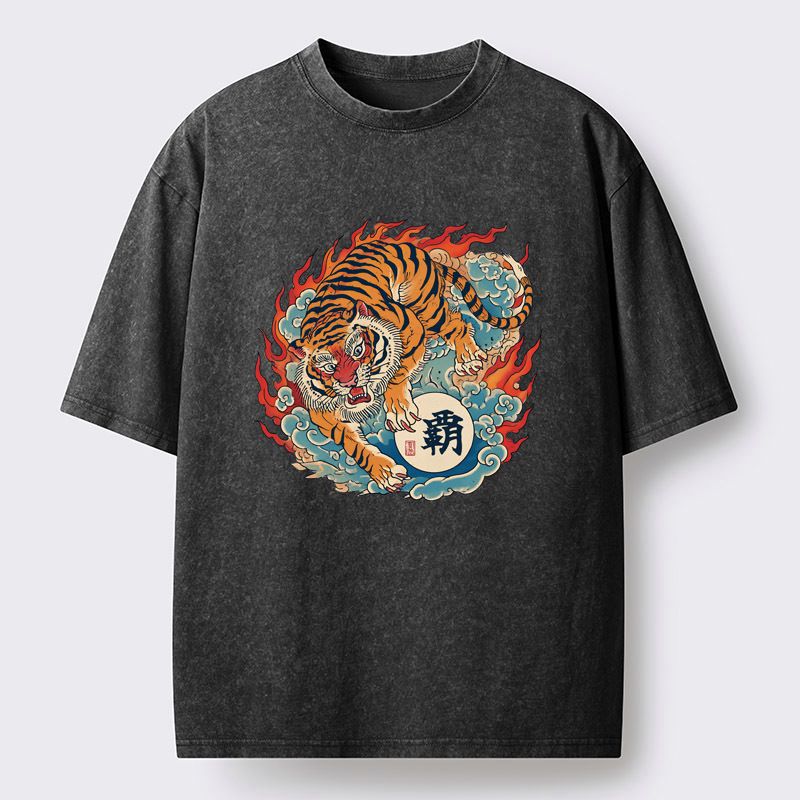 Japanese Tiger Burning Sky Washed Tee