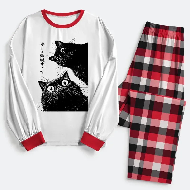 Japanese Cat Family Pajama Sets