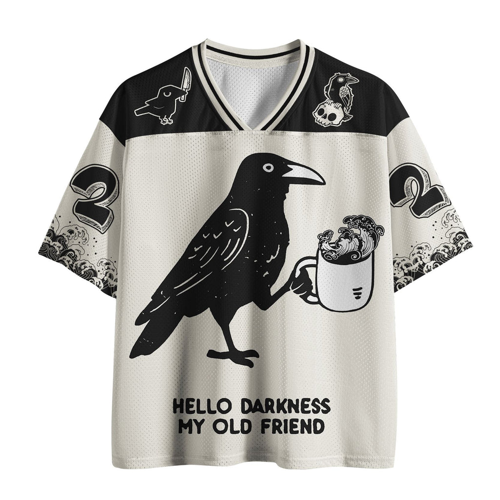 Kyoto-Lion Crow Drinking Black Coffee Funny Mesh Jersey