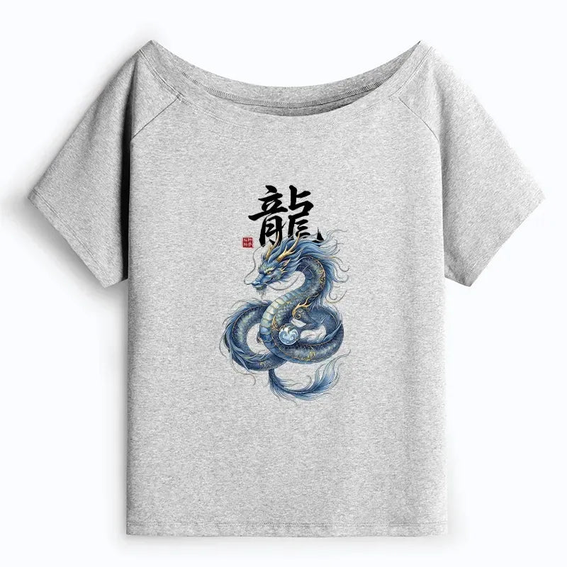 Japanese Dragon Off Shoulder T-Shirt
