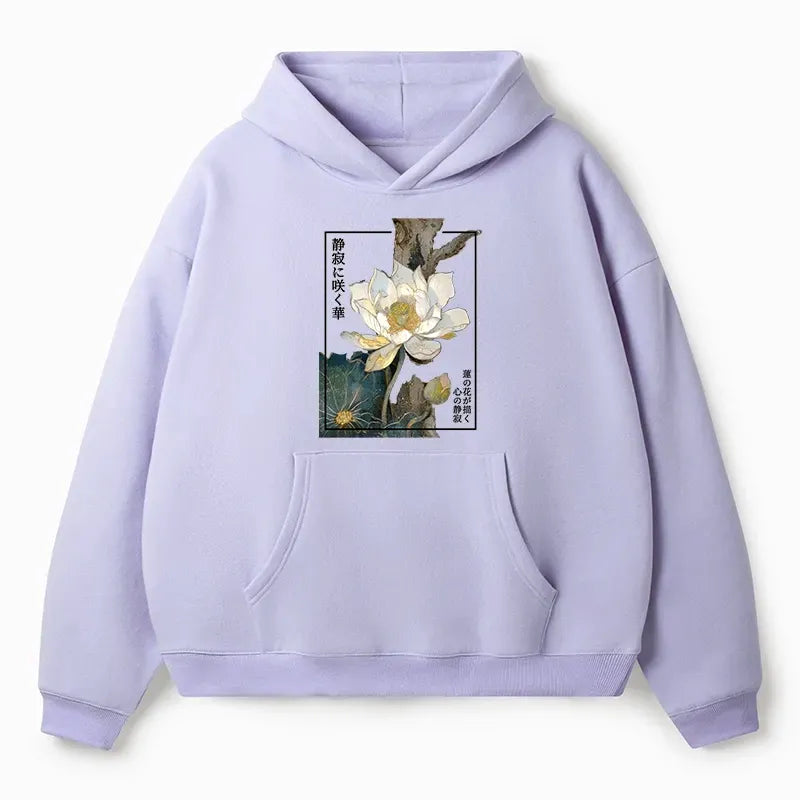 Japanese Blooming Lotus Hoodie for Daily Wear