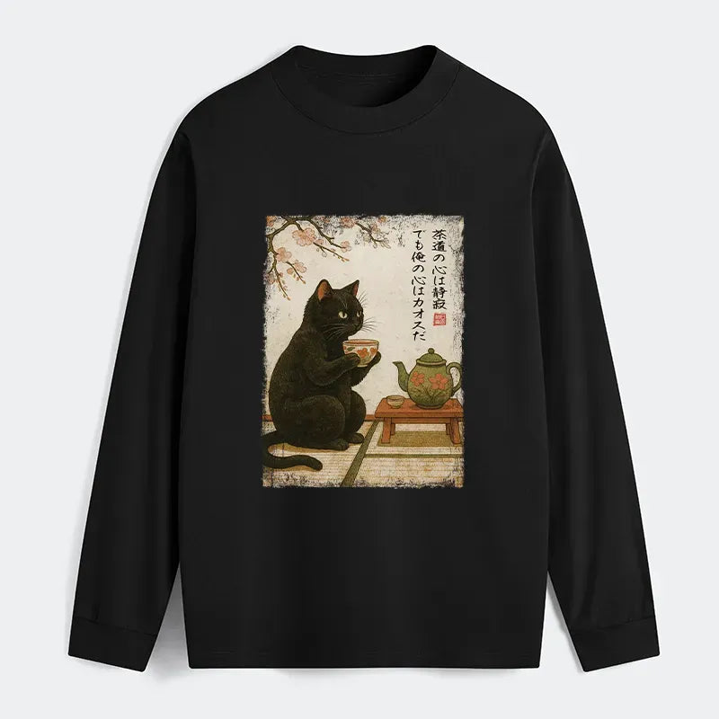 Kyoto-Lion Tea Time With A Black Classic Long Sleeve T-Shirt