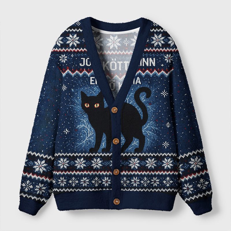 Kyoto-Lion The Yule Cat Is Coming Ugly Cardigan Sweater