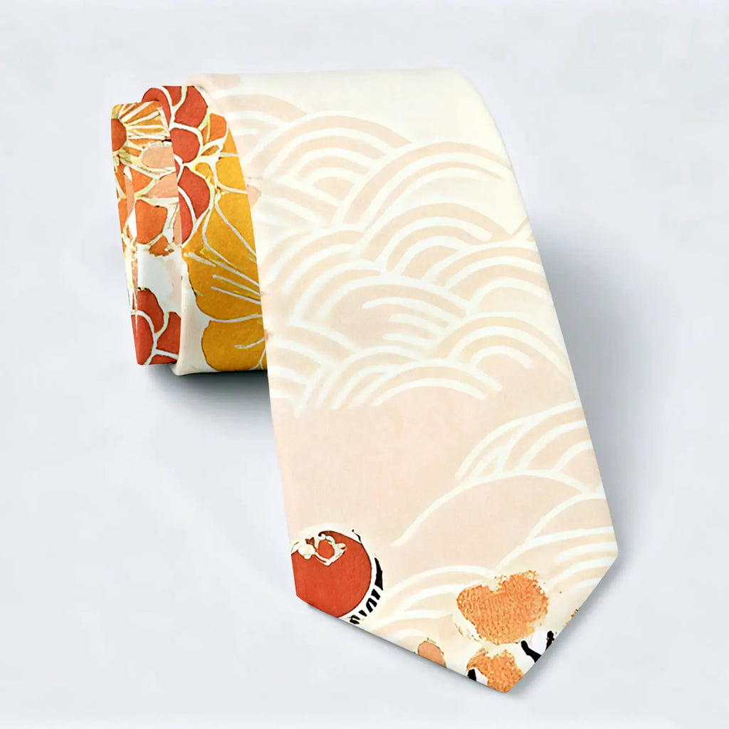 Retro Floral Necktie for Summer Vacation