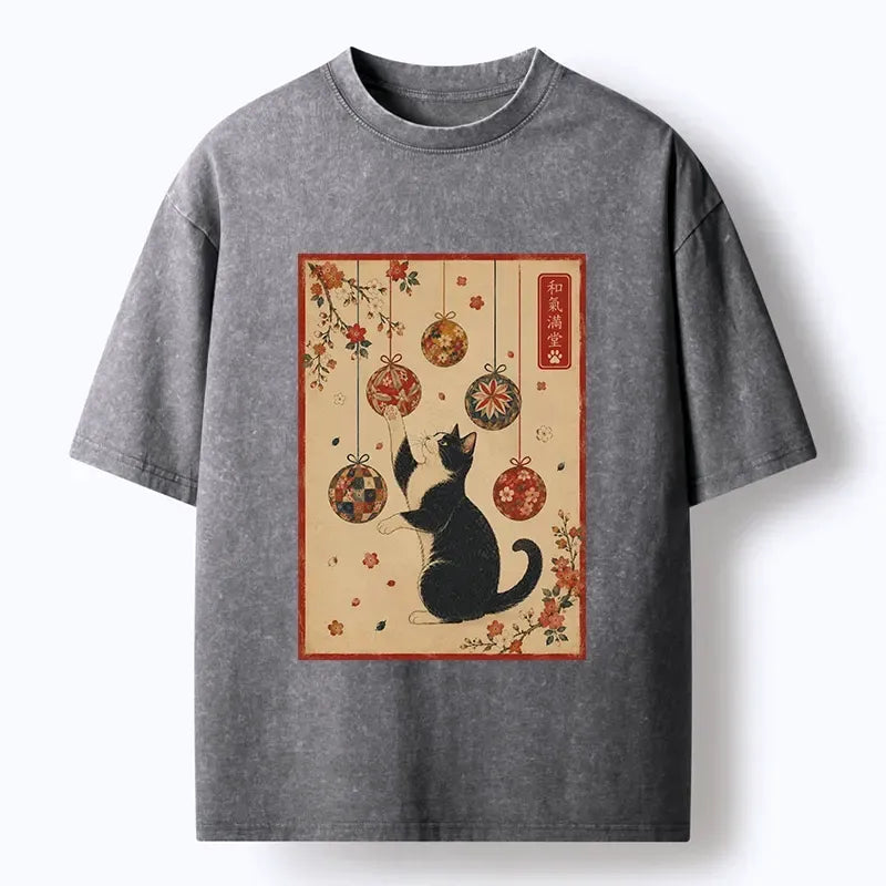 Kyoto-Lion Vintage Cat Tee for Streetwear