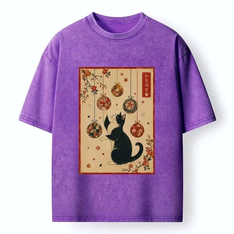 Colorful Fabric Balls Ukiyo-e Tee for Gift