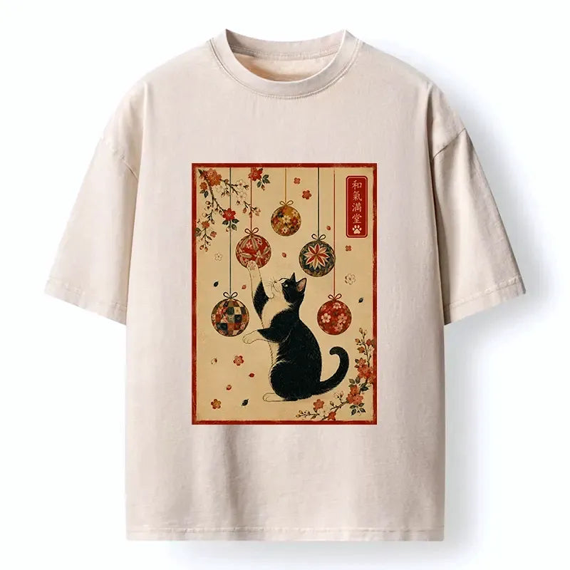 Colorful Fabric Balls Ukiyo-e Tee for Gift