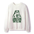 Kyoto-Lion Weird Frog Funny Meme Waffle Sweatshirt