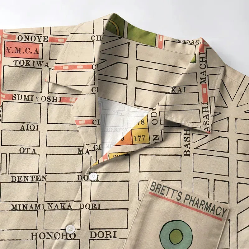 Yokohama City Planning Map Hawaiian Shirt Gift for Him