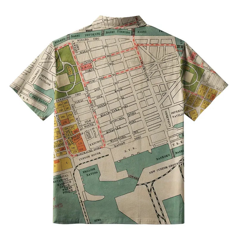 Yokohama City Planning Map Hawaiian Shirt Gift for Him