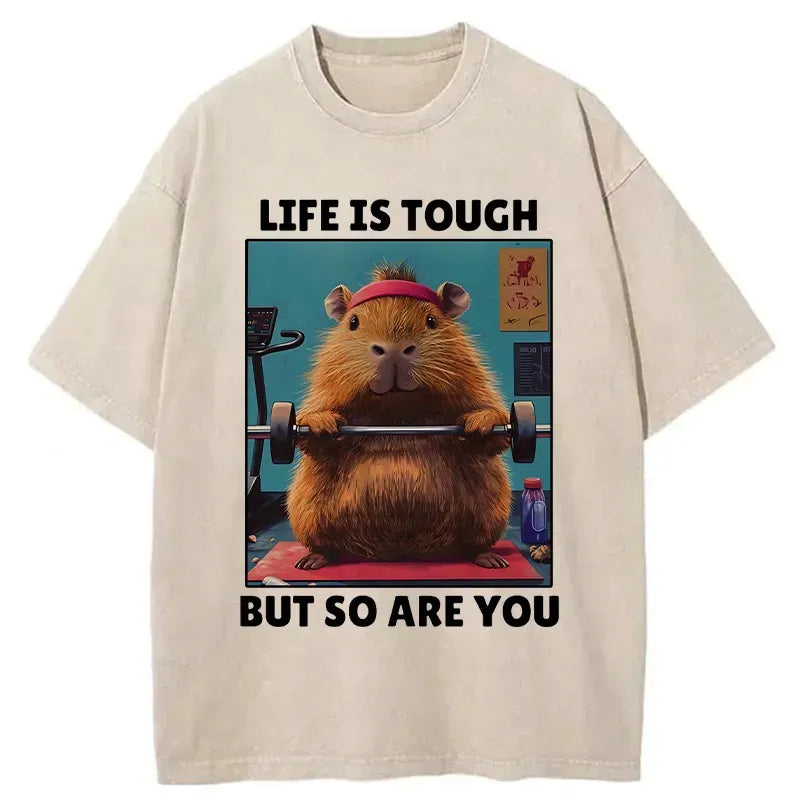 Kyoto-Lion Withstand Tough Funny Washed T-Shirt