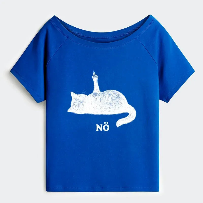 Kyoto-Lion Cat Refused Off Shoulder T-Shirt