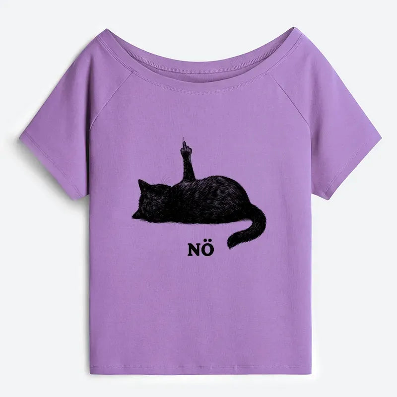 Japanese Cat Off Shoulder T-Shirt