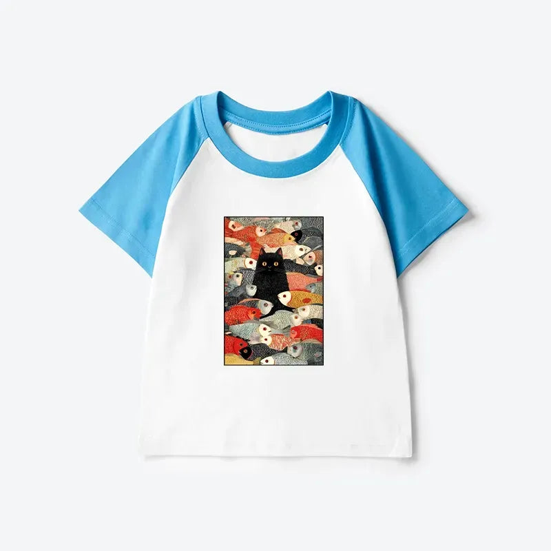 Japanese Cat Kids Raglan T-Shirt