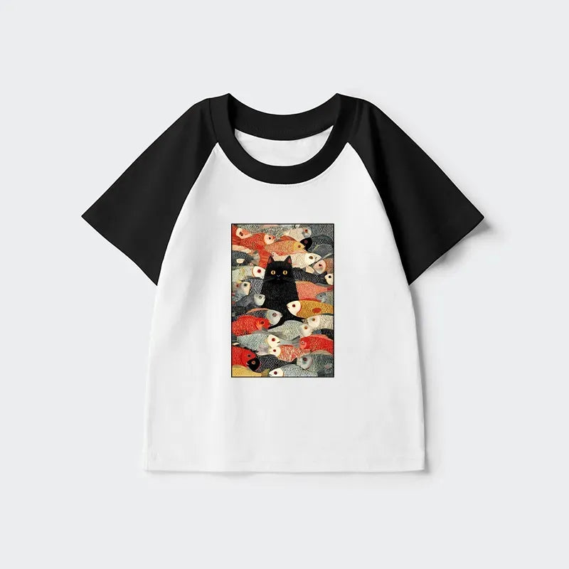 Kids Fish Raglan Top for Daily Wear