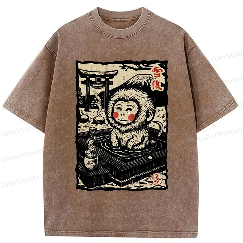 Trendy Japanese Snow Monkey Tee for Men
