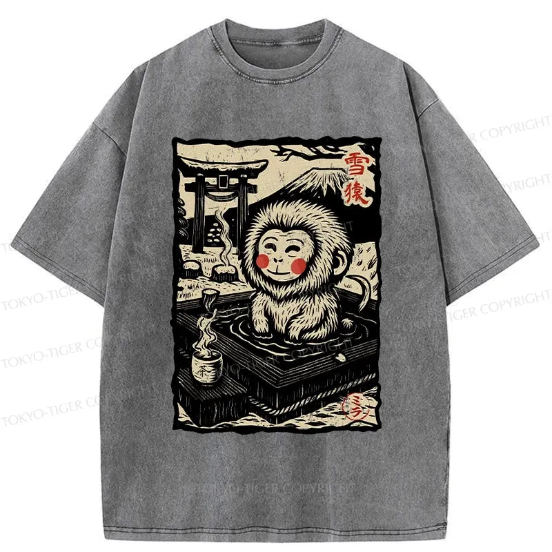 Kyoto-Lion Japanese Snow Monkey Washed T-Shirt