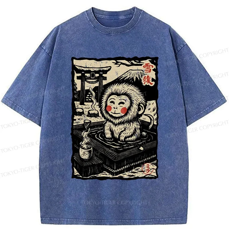 Trendy Japanese Snow Monkey Tee for Men