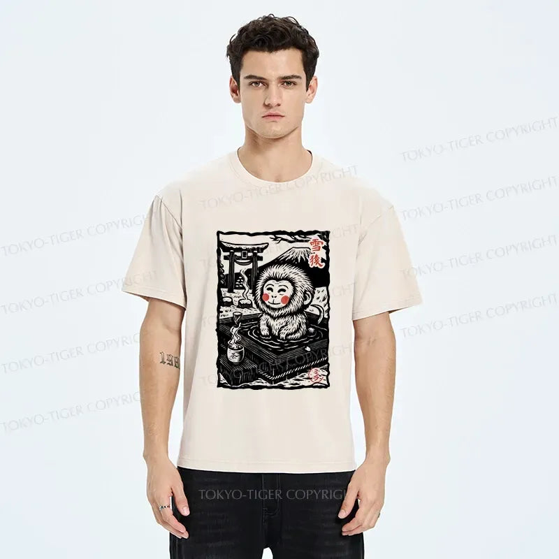 Kyoto-Lion Japanese Snow Monkey Washed T-Shirt