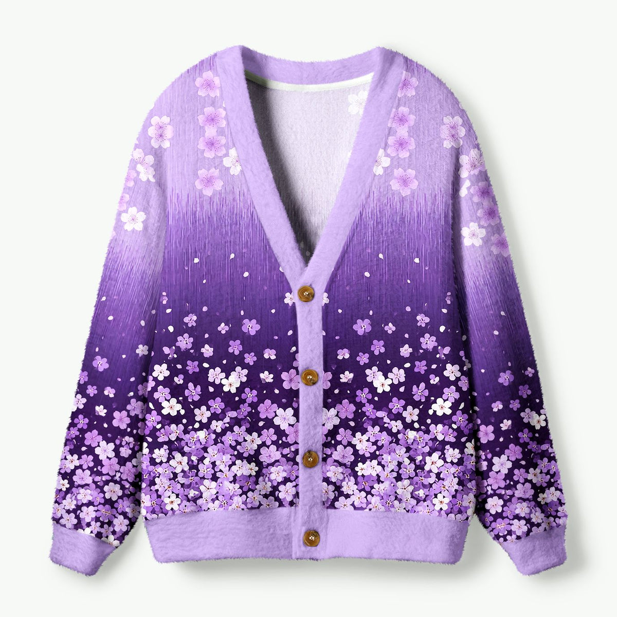 Kyoto-Lion A Sea Of Sakura Petals Ugly Cardigan Sweater