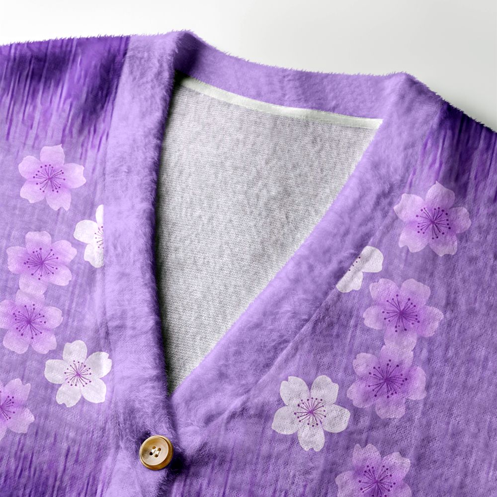 Kyoto-Lion A Sea Of Sakura Petals Ugly Cardigan Sweater
