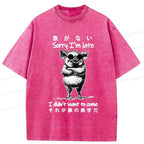 Kyoto-Lion Funny Late Pig Washed T-Shirt
