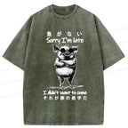 Funny Japanese Washed T-Shirt Free Shipping
