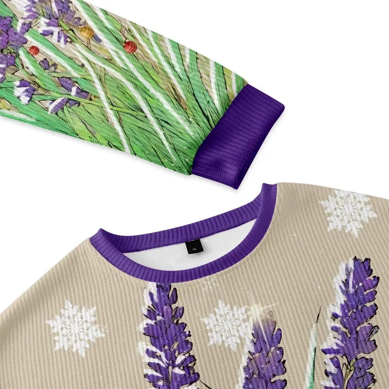 Kyoto-Lion Japanese Lavender Christmas Ugly Sweatshirt