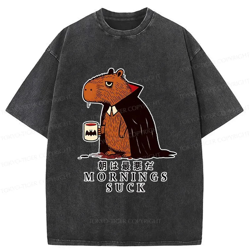 Kyoto-Lion Vampire Capybara Washed T-Shirt