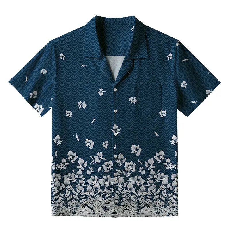 Kyoto-Lion Falling Petals Aloha Hawaiian Shirt