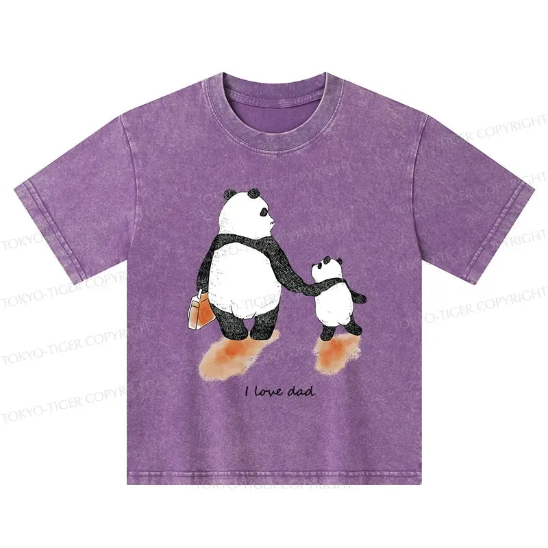 Kyoto-Lion I Love My Father Kids Washed T-Shirt