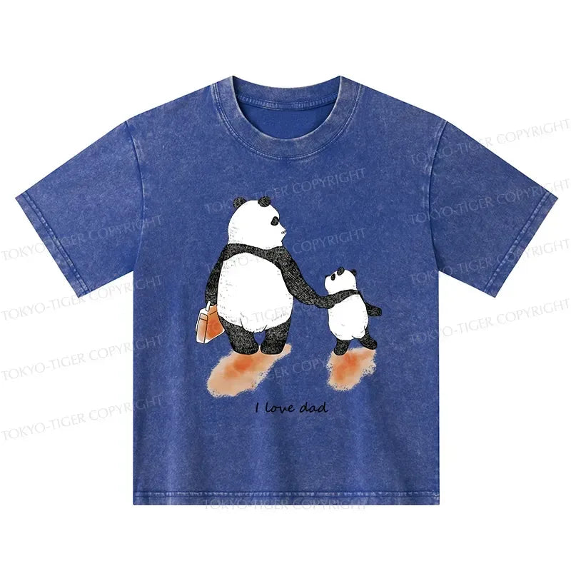 Kyoto-Lion I Love My Father Kids Washed T-Shirt