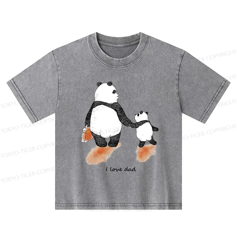 Kyoto-Lion I Love My Father Kids Washed T-Shirt