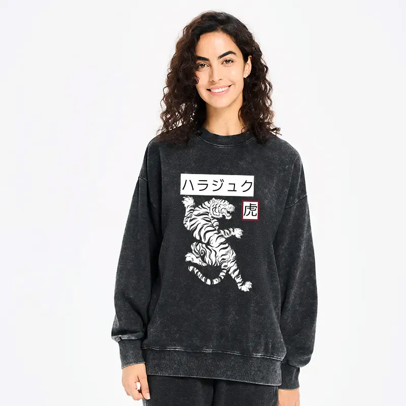 washed tiger sweatshirt for men