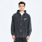 Kyoto-Lion Panda Samurai Warrior Washed Zip Hoodie