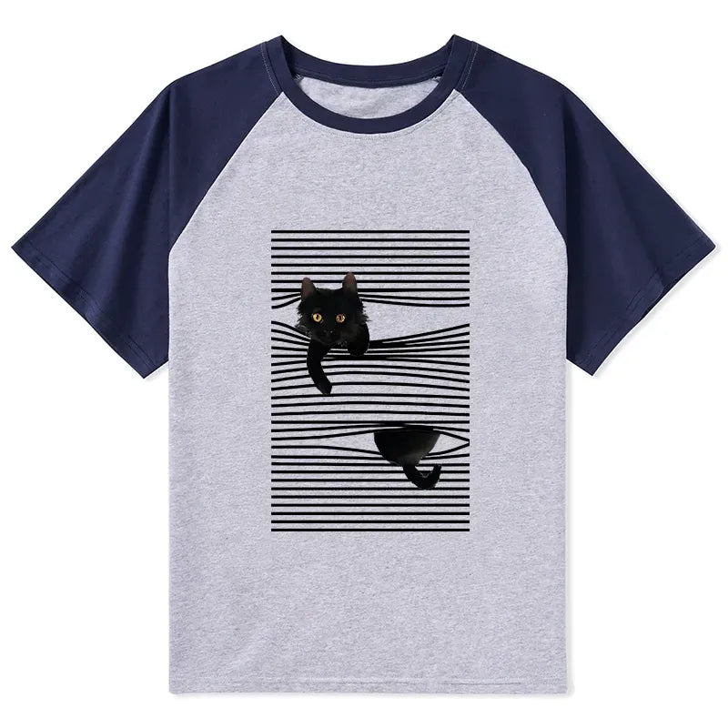 Japanese Cat Raglan T-Shirt for Daily Wear