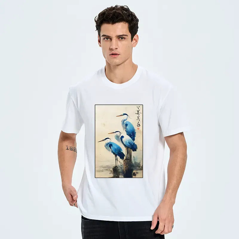 Kyoto-Lion Great Blue Heron Japan Classic T-Shirt