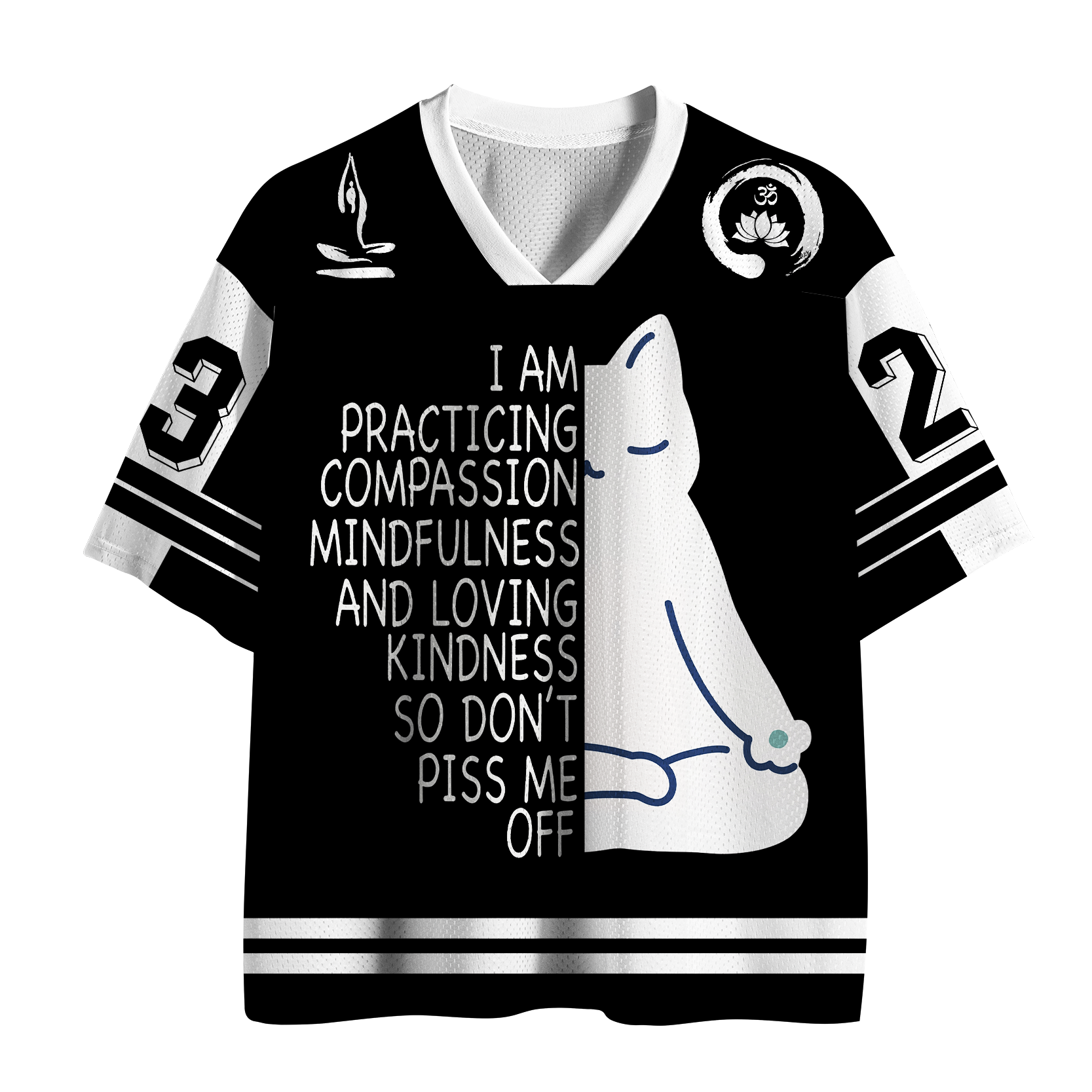 Kyoto-Lion 'Practicing Compassion' Yoga Cat Mesh Jersey