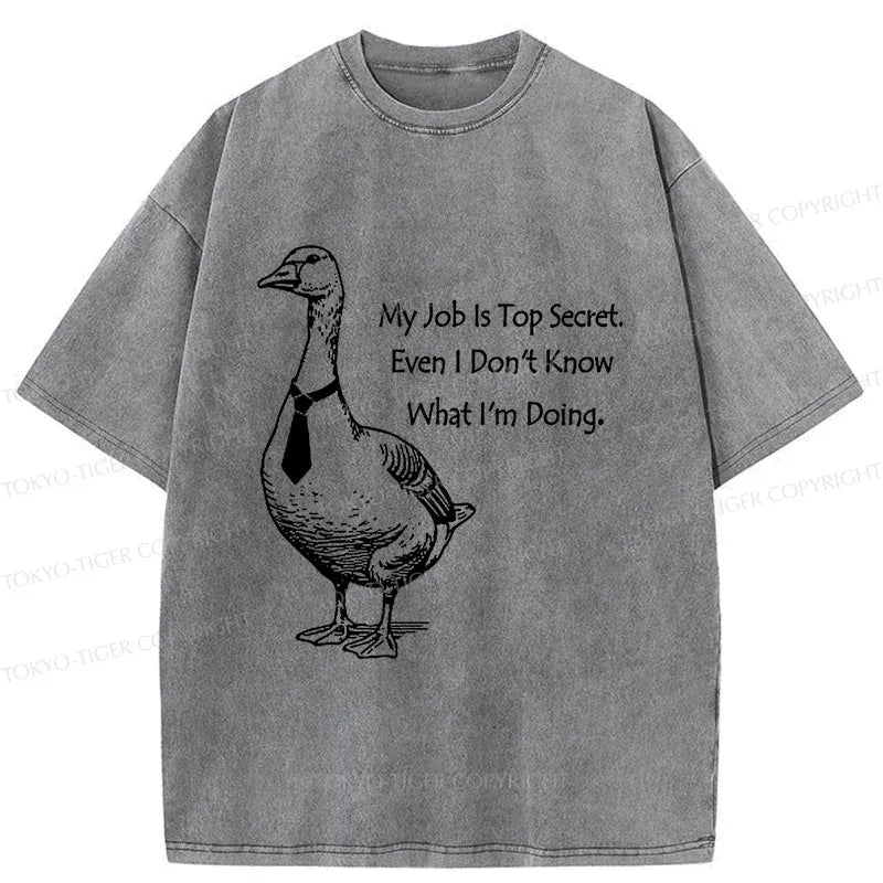 Kyoto-Lion Serious Goose Funny Washed T-Shirt
