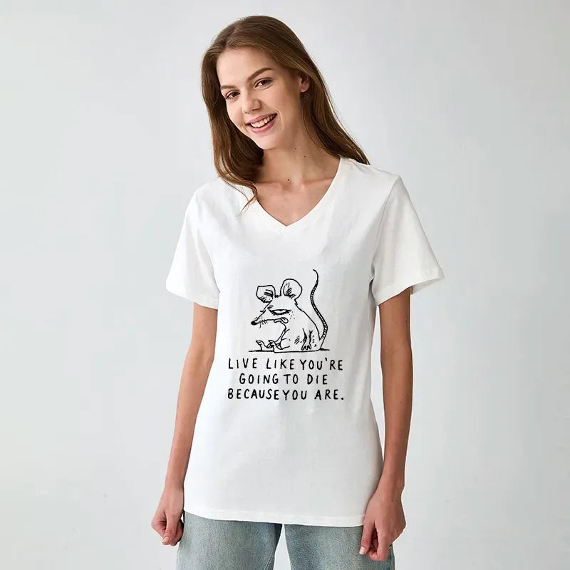 Kyoto-Lion Funny Meme Sarcastic Rat Life Truth V-Neck Classic T-Shirt