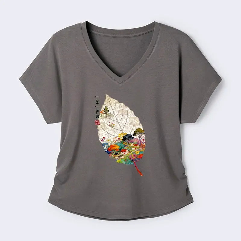 Kyoto-Lion One Leaf Holds A Tiny Colorful World Modal Dolman Sleeve T-Shirt