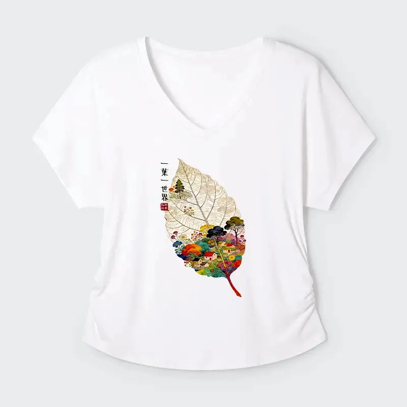 Kyoto-Lion One Leaf Holds A Tiny Colorful World Modal Dolman Sleeve T-Shirt