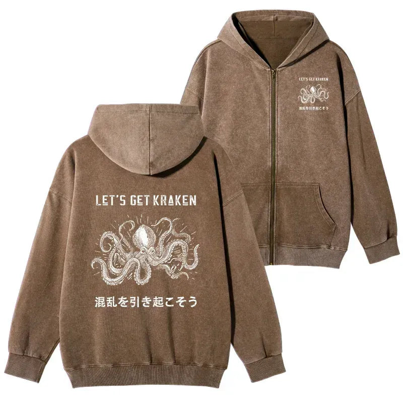 japanese kraken washed hoodie on sale